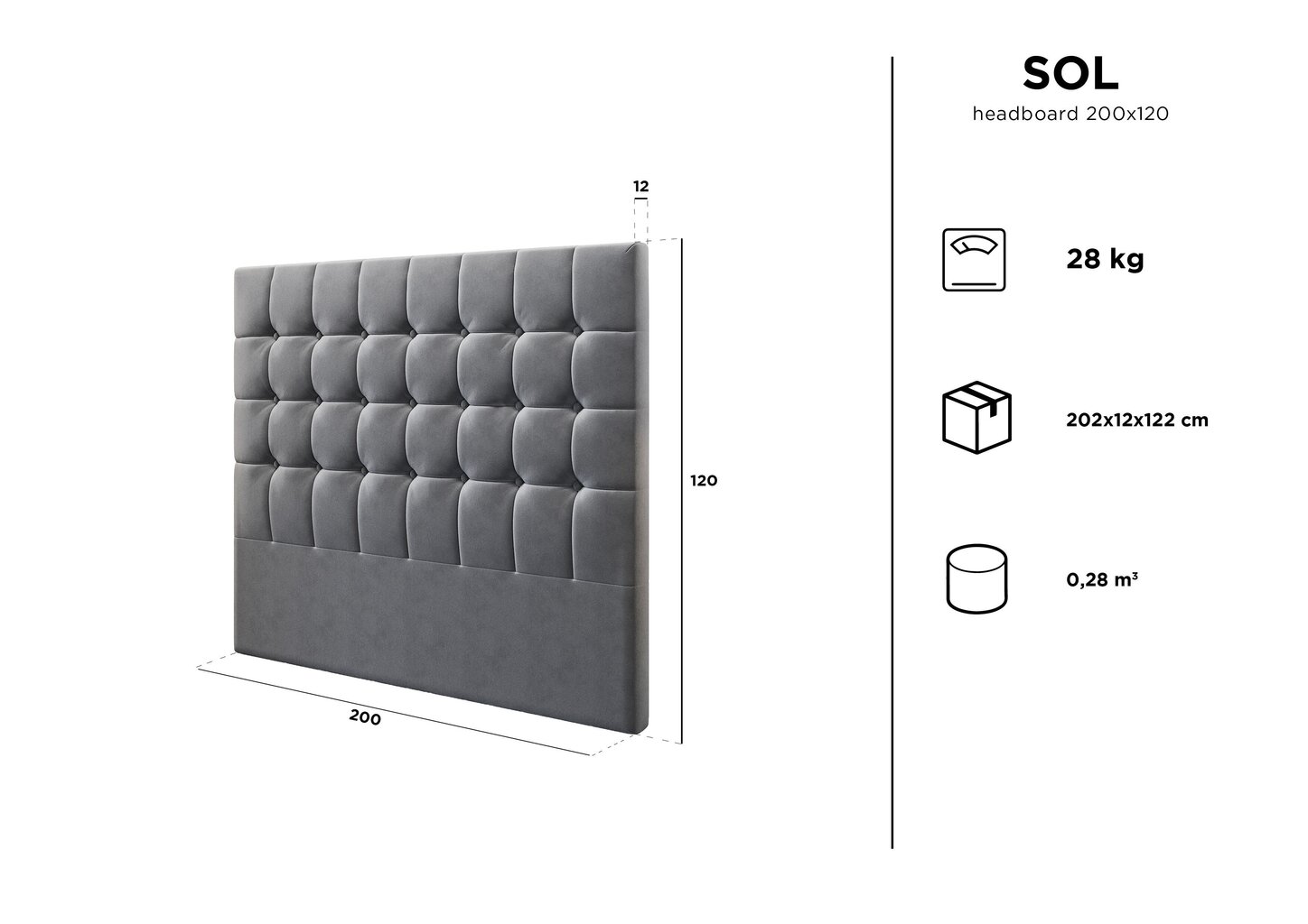 Lovos galvūgalis Kooko Home Sol 200 cm, tamsiai mėlynas цена и информация | Lovos | pigu.lt