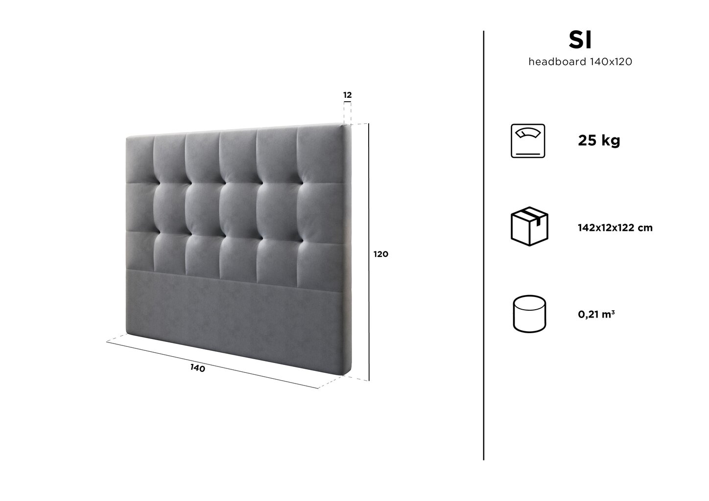 Lovos galvūgalis Kooko Home Si 140 cm, smėlio spalvos kaina ir informacija | Lovos | pigu.lt