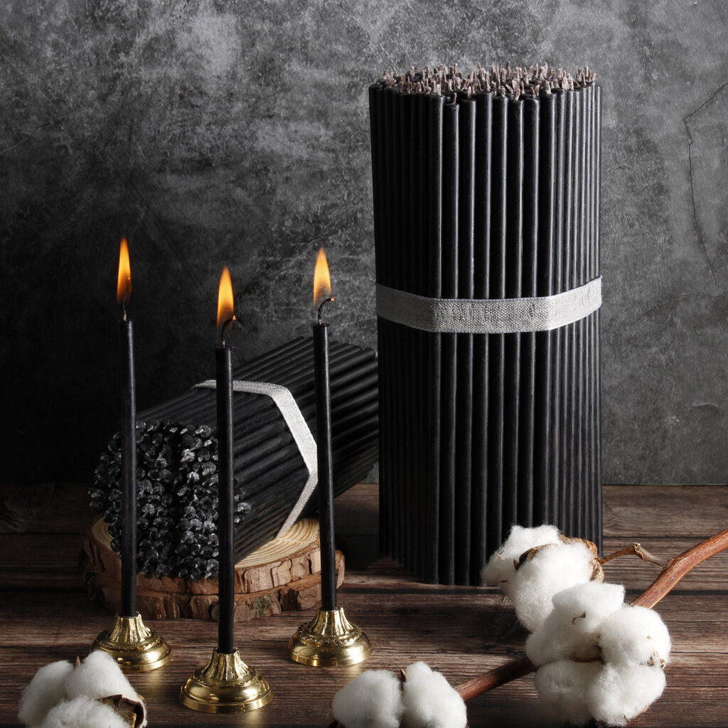Juodos vaškinės žvakės "Diveevo" N40, 100 vnt., 1kg kaina ir informacija | Bažnytinės žvakės, žvakidės | pigu.lt