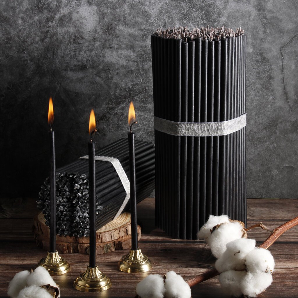Juodos vaškinės žvakės "Diveevo" N60, 150 vnt., 1kg kaina ir informacija | Bažnytinės žvakės, žvakidės | pigu.lt
