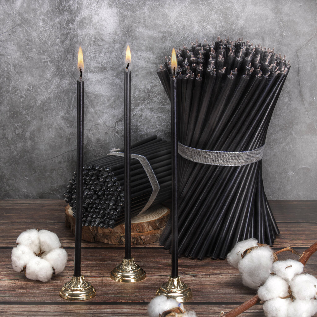 Juodos vaškinės žvakės "Diveevo“ N140, 350 vnt., 1kg kaina ir informacija | Bažnytinės žvakės, žvakidės | pigu.lt
