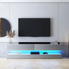 TV staliukas Selsey Hylia, baltas/pilkas su LED apšvietimu kaina ir informacija | TV staliukai | pigu.lt