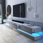 TV staliukas Selsey Hylia Double, baltas/pilkas su LED apšvietimu kaina ir informacija | TV staliukai | pigu.lt