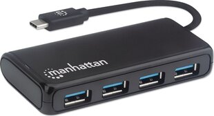 USB-концентратор Manhattan 4x USB 3.2 Gen1, 4x USB-A с USB-C, до 5 Гбит/с цена и информация | Адаптеры, USB-разветвители | pigu.lt