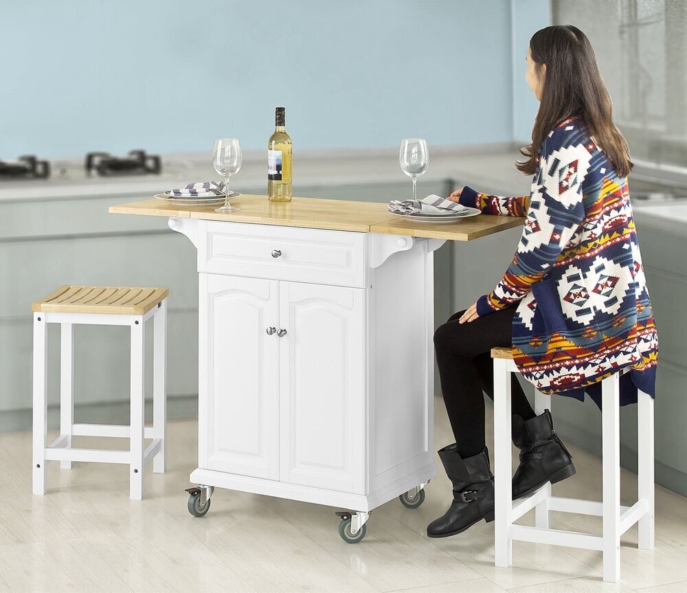 Dviejų kėdžių komplektas SoBuy FST29 - WN×2, rudas/baltas kaina ir informacija | Virtuvės ir valgomojo kėdės | pigu.lt