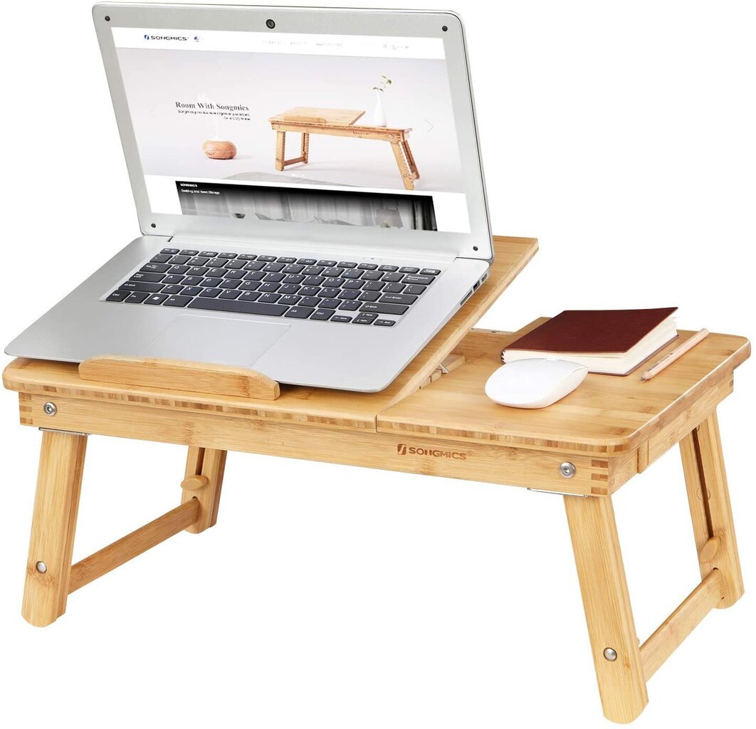 Staliukas nešiojamam kompiuteriui Songmics 54,5x29 cm, rudas kaina ir informacija | Kompiuteriniai, rašomieji stalai | pigu.lt