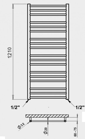 Rankšluosčių džiovintuvas PMH Sorano 50x121 cm, baltas kaina ir informacija | Gyvatukai, vonios radiatoriai | pigu.lt