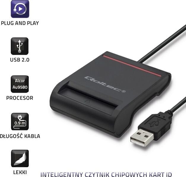 Qoltec 50642 kortelių skaitytuvas kaina ir informacija | Adapteriai, USB šakotuvai | pigu.lt