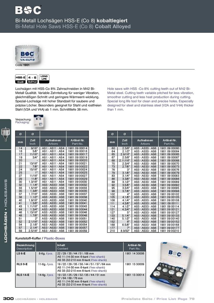 Gręžimo karūna HSS-E (Co 8) BOHRCRAFT (⌀ 57 mm) цена и информация | Mechaniniai įrankiai | pigu.lt