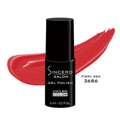 Gelinis nagų lakas "Sincero Salon", 6ml, FIERY RED, 3686 kaina ir informacija | Nagų lakai, stiprintojai | pigu.lt