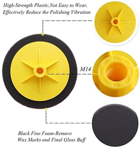 Minkšta poliravimo kempinė - prisukama M14, diametras 150mm kaina ir informacija | Autochemija | pigu.lt