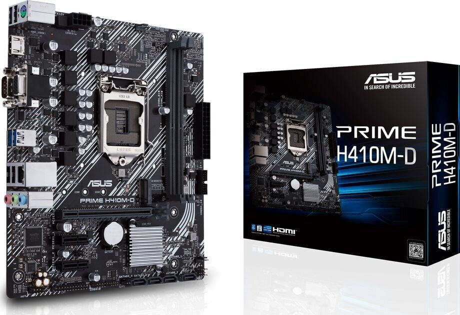 Asus PRIME H410M-D kaina ir informacija | Pagrindinės plokštės | pigu.lt