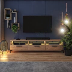 ТВ столик Selsey Rikke со светодиодным освещением, коричневый цена и информация | Тумбы под телевизор | pigu.lt