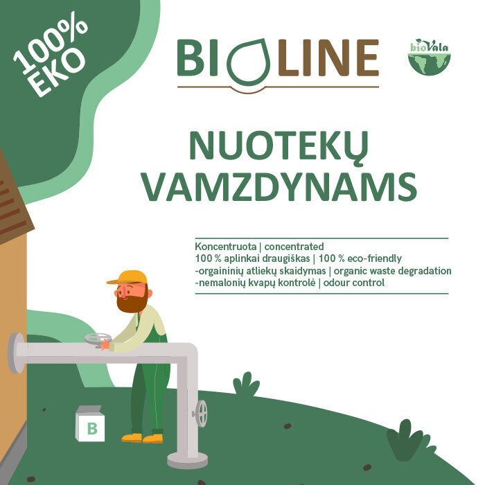 Priemonė nuotekų vamzdynams BioVala – Bioline, 500 g / 20 kartų цена и информация | Mikroorganizmai, bakterijos | pigu.lt