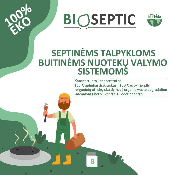 Priemonė septinėms talpykloms / buitinėms nuotekų valymo sistemoms Biovala – Bioseptic, 250 g / 20 m3 цена и информация | Mikroorganizmai, bakterijos | pigu.lt