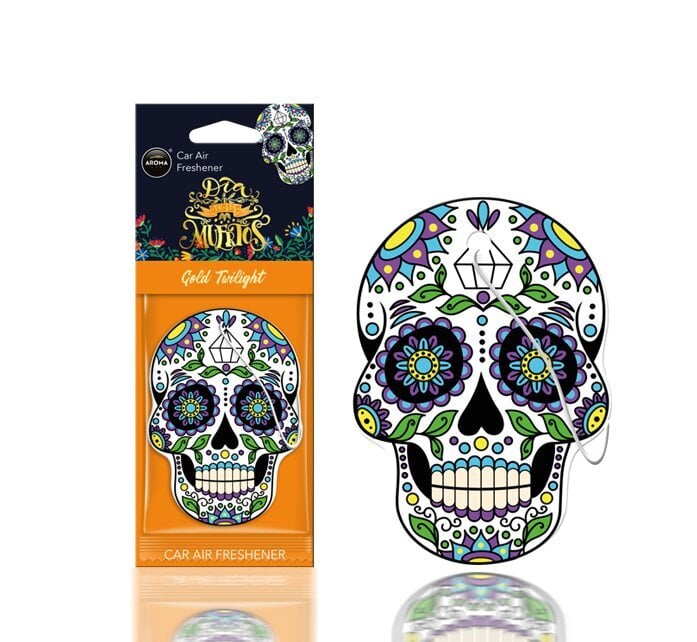 Stilingas oro gaiviklis "Kaukolė" Aroma Dia De Los Muertos Gold Twilight цена и информация | Salono oro gaivikliai | pigu.lt