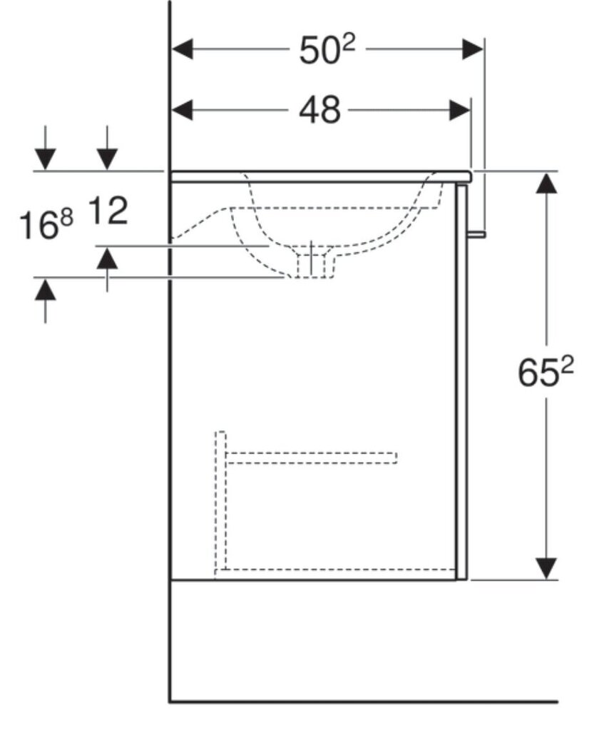 Praustuvas su pakabinama spintele Selnova Square 501.252.00.1, 600x652x502 mm, baltas kaina ir informacija | Praustuvai | pigu.lt