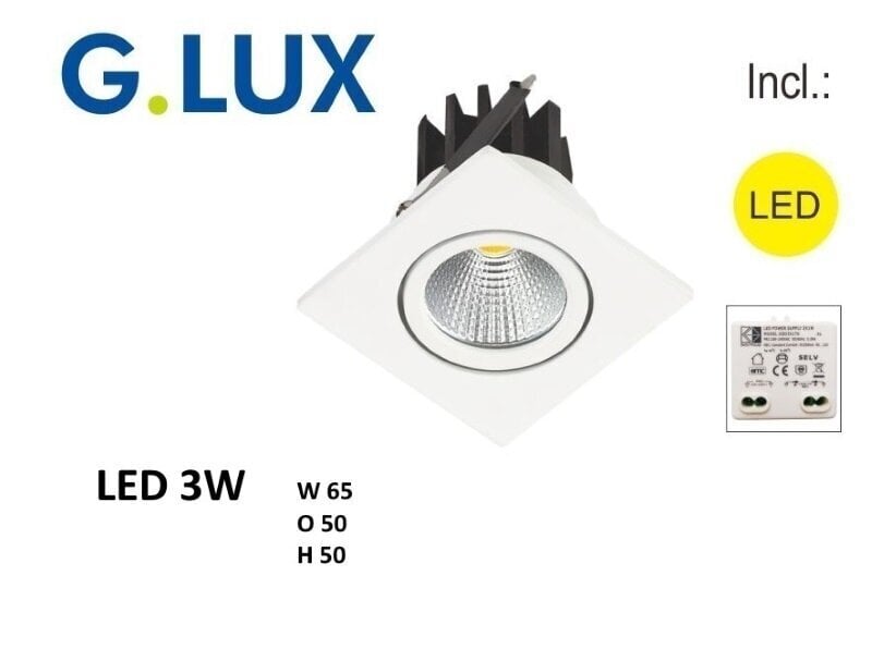 LED panelė G.LUX GL-LED-20-K 3W balta kaina ir informacija | Įmontuojami šviestuvai, LED panelės | pigu.lt