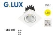LED panelė G.LUX GL-LED-20-K 3W balta kaina ir informacija | Įmontuojami šviestuvai, LED panelės | pigu.lt