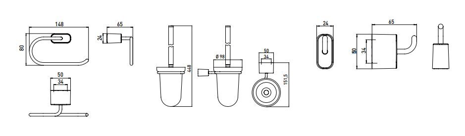 Vonios aksesuarų komplektas Logo 2, 3 dalių, chromuotas 3098 001 01 kaina ir informacija | Vonios kambario aksesuarai | pigu.lt