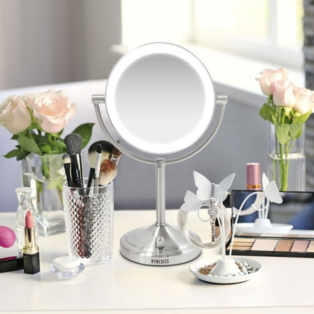 Kosmetinis veidrodis su LED apšvietimu Homedics MIR-8160, Ø 16.7cm цена и информация | Kosmetinės, veidrodėliai | pigu.lt