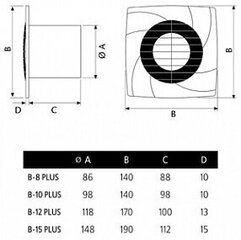 Ventiliatorius Cata B-15 Plus T kaina ir informacija | Vonios ventiliatoriai | pigu.lt