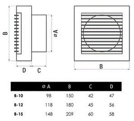 Вентилятор Cata B-10 PIR цена и информация | Вентиляторы для ванной | pigu.lt