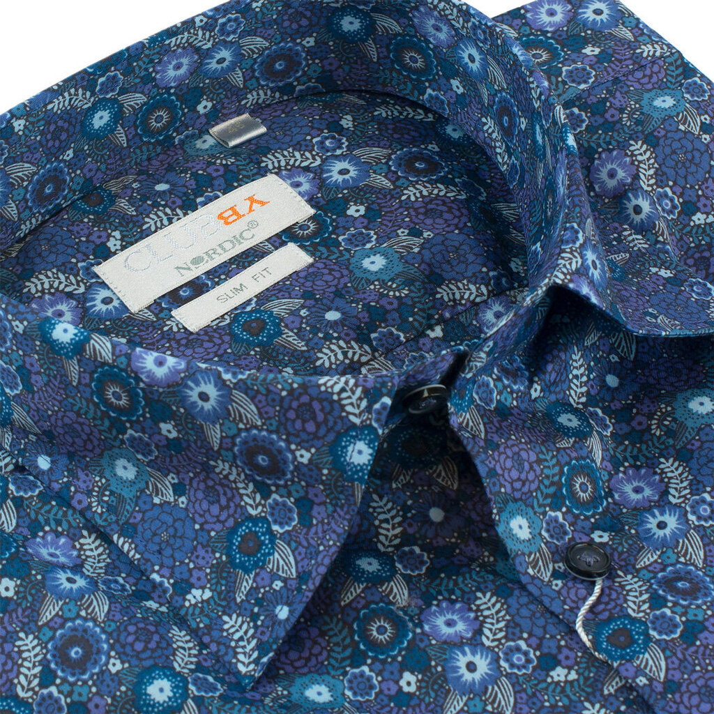 Gėlėti marškiniai trumpomis rankovėmis vyrams Nordic, mėlyni kaina ir informacija | Vyriški marškiniai | pigu.lt