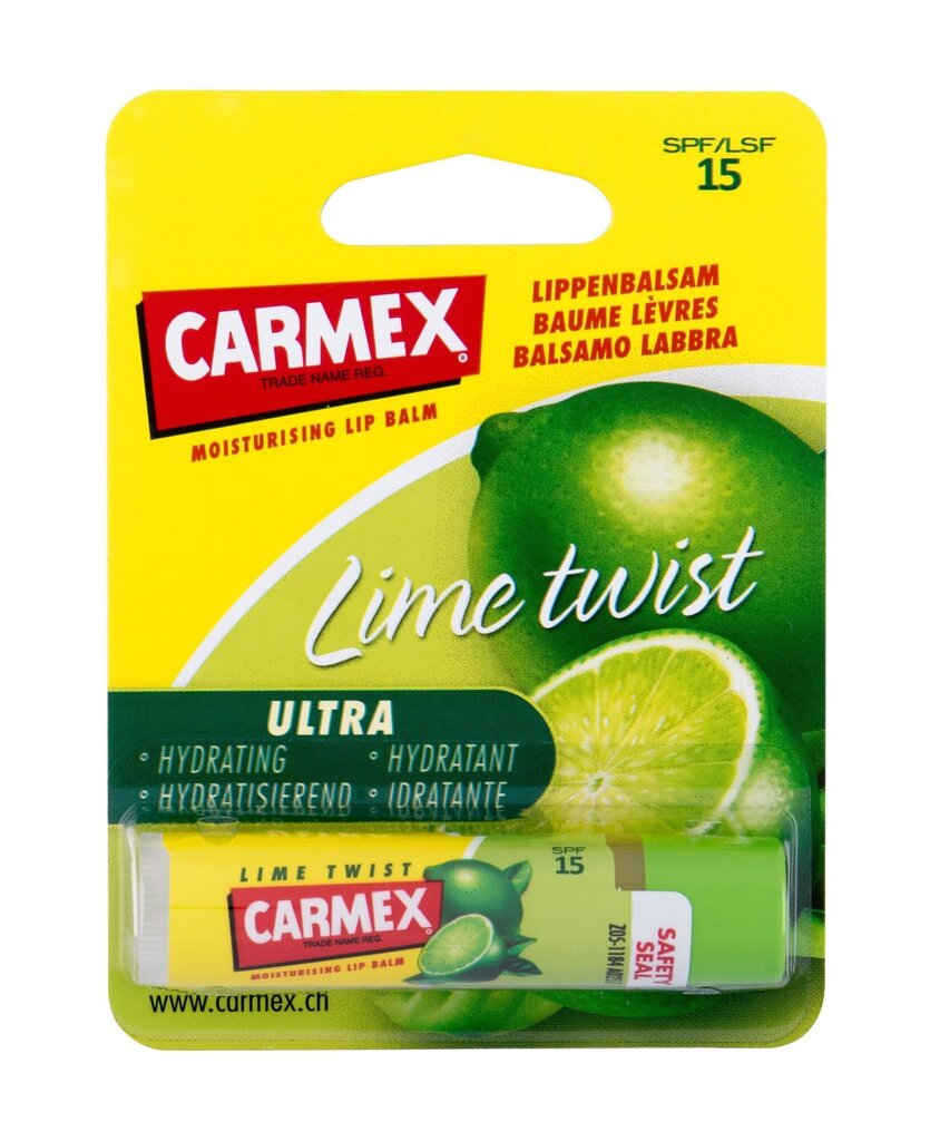 Lūpų balzamas Carmex Lime, 4.25 g kaina ir informacija | Lūpų dažai, blizgiai, balzamai, vazelinai | pigu.lt