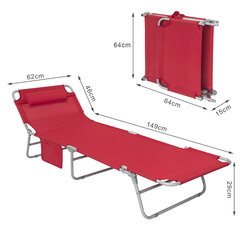 Складной садовый шезлонг SoBuy OGS35-R, красный цена и информация | Лежаки | pigu.lt