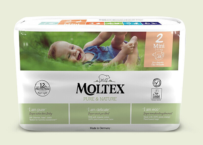 Sauskelnės Moltex Pure & Nature 2 Mini 3-6kg 38vnt цена и информация | Sauskelnės | pigu.lt