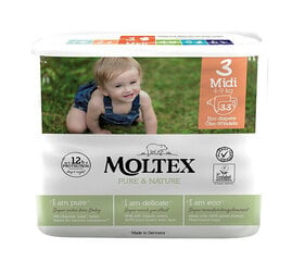 Подгузники Moltex Pure & Nature 3 Midi 4-9кг 33шт цена и информация | Подгузники | pigu.lt