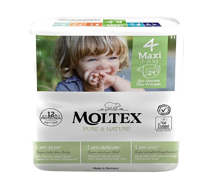 Sauskelnės Moltex Pure & Nature 4 Maxi (7-18 kg), 29 vnt kaina ir informacija | Sauskelnės | pigu.lt