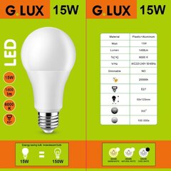 Светодиодные лампы G.LUX GR-LED-A60-15W 6000K, 10шт. упаковка цена и информация | Электрические лампы | pigu.lt