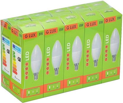 LED lemputės G.LUX GR-LED-C37-8W 4000K, 10vnt. Pakuotė kaina ir informacija | Elektros lemputės | pigu.lt