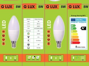Светодиодные лампы G.LUX GR-LED-C37-8W 4000K, 10шт. упаковка цена и информация | Электрические лампы | pigu.lt