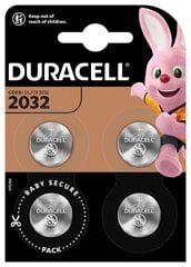 Elementai Duracell DL/CR 2032, 4 vnt kaina ir informacija | Elementai | pigu.lt