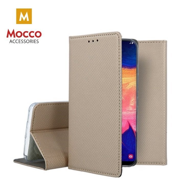 Mocco Smart Magnet Book Case For Samsung Galaxy A21 Gold kaina ir informacija | Telefono dėklai | pigu.lt