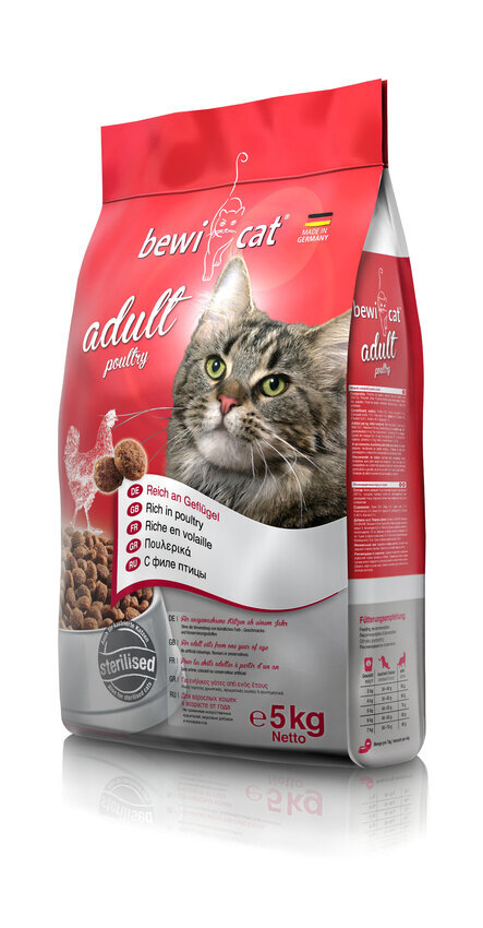 Sausas maistas katėms su naminių paukščių mėsa Bewi Cat Adult Poultry, 5kg цена и информация | Sausas maistas katėms | pigu.lt
