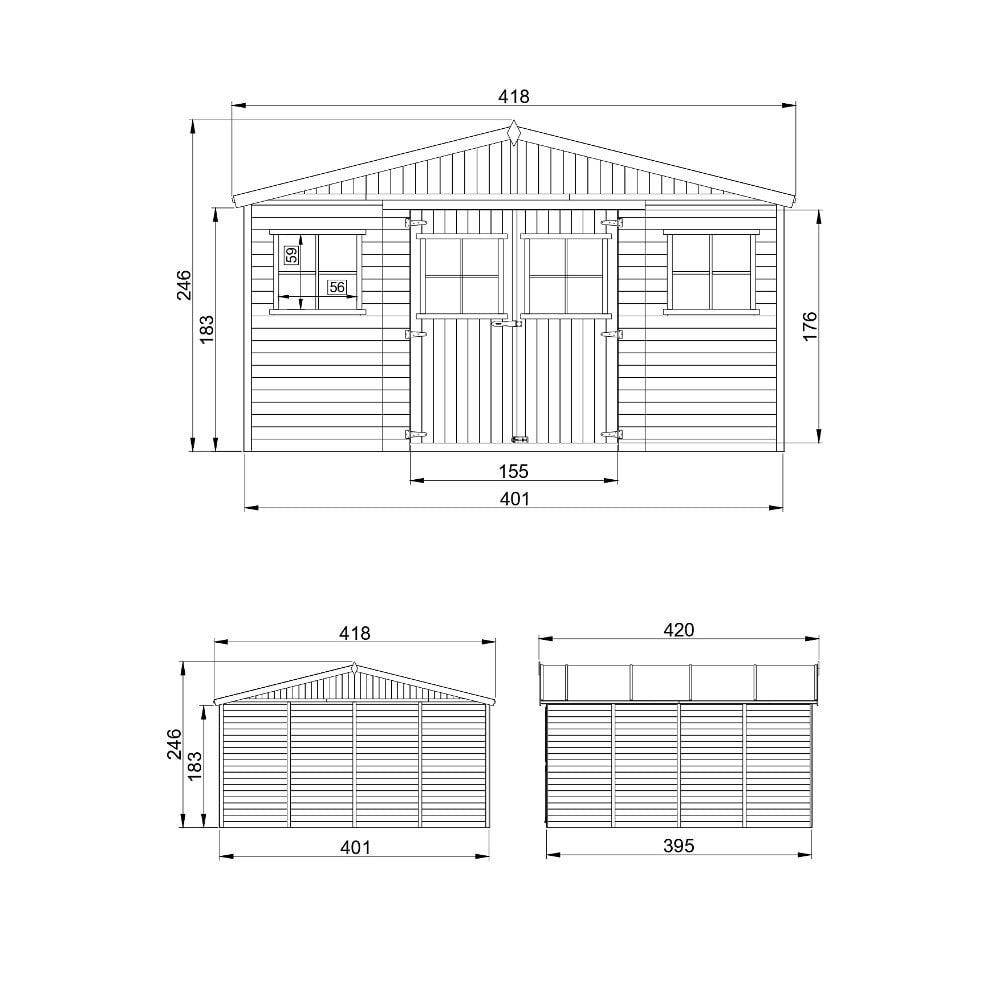 Medinis sodo namelis Timbela M330 - A246 x 420 x 418 cm, rudas kaina ir informacija | Sodo nameliai, malkinės, pastogės | pigu.lt