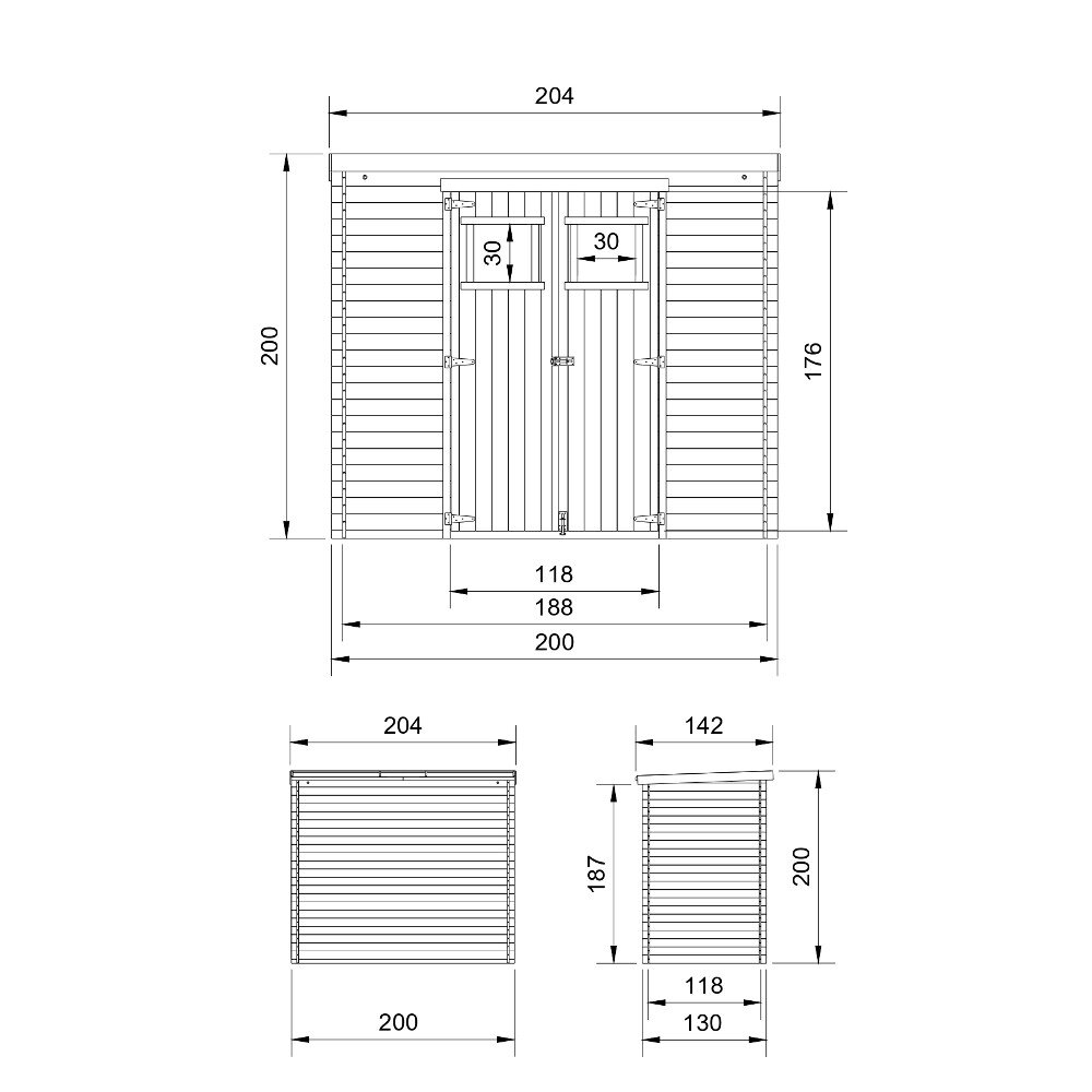 Medinis sodo namelis su grindimis Timbela M311 - A200 x 204 x 142 cm, rudas kaina ir informacija | Sodo nameliai, malkinės, pastogės | pigu.lt