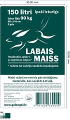 LDPE šiukšlių maišai, 150 litrų, 80x110cm, 5 vnt. viename ritinyje. Ypač patvarus. kaina ir informacija | Šiukšlių maišai | pigu.lt