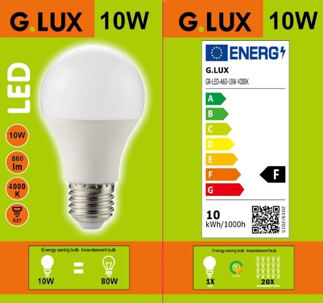 LED lemputės G.LUX GR-LED-A60-10W 4000K, 10vnt. Pakuotė kaina ir informacija | Elektros lemputės | pigu.lt