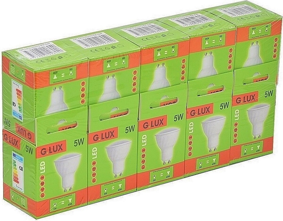 LED lemputės G.LUX GR-LED-GU10-PA-5W 3000K, 10vnt. Pakuotė kaina ir informacija | Elektros lemputės | pigu.lt