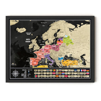 Nutrinamas kelionių žemėlapis "Europa" su rėmeliu kaina ir informacija | Žemėlapiai | pigu.lt
