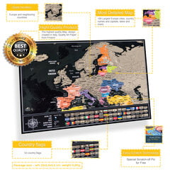 Nutrinamas Europos žemėlapis, 42 x 29,7 cm kaina ir informacija | Žemėlapiai | pigu.lt