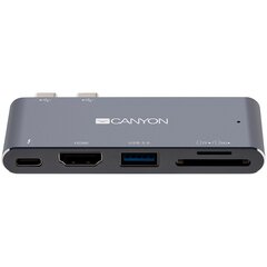 Canyon Multiport Docking Station, 100-240V, Output USB-C PD100W&USB-A 5V/1A цена и информация | Адаптеры, USB-разветвители | pigu.lt