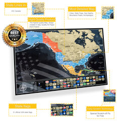 Nutrinamas Šiaurės Amerikos žemėlapis su valstijų vėliavomis, 42 x 29,7 cm kaina ir informacija | Žemėlapiai | pigu.lt