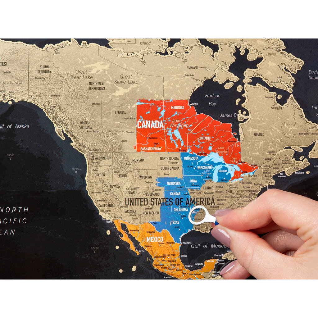 Nutrinamas Šiaurės Amerikos žemėlapis su valstijų vėliavomis, 42 x 29,7 cm kaina ir informacija | Žemėlapiai | pigu.lt