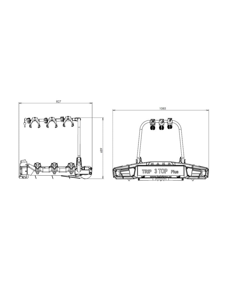 HAKR Trip 3 TOP Plus dviračių laikiklis, tvirtinamas ant automobilio kablio 3 dviračiams, atlenkiamas цена и информация | Dviračių laikikliai | pigu.lt